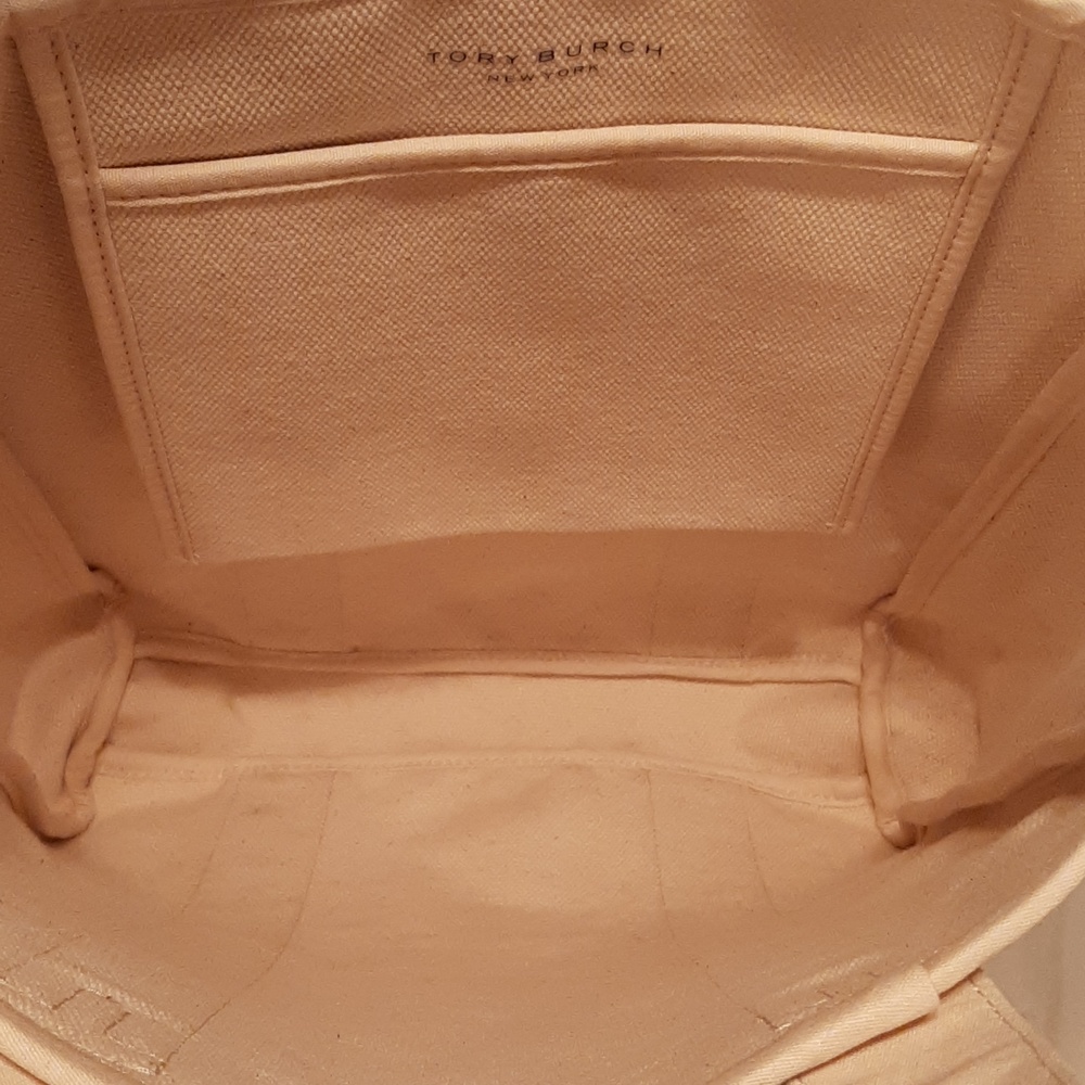 TORY BURCH Natural Canvas Logo Tote Bag - Picture 5 of 13